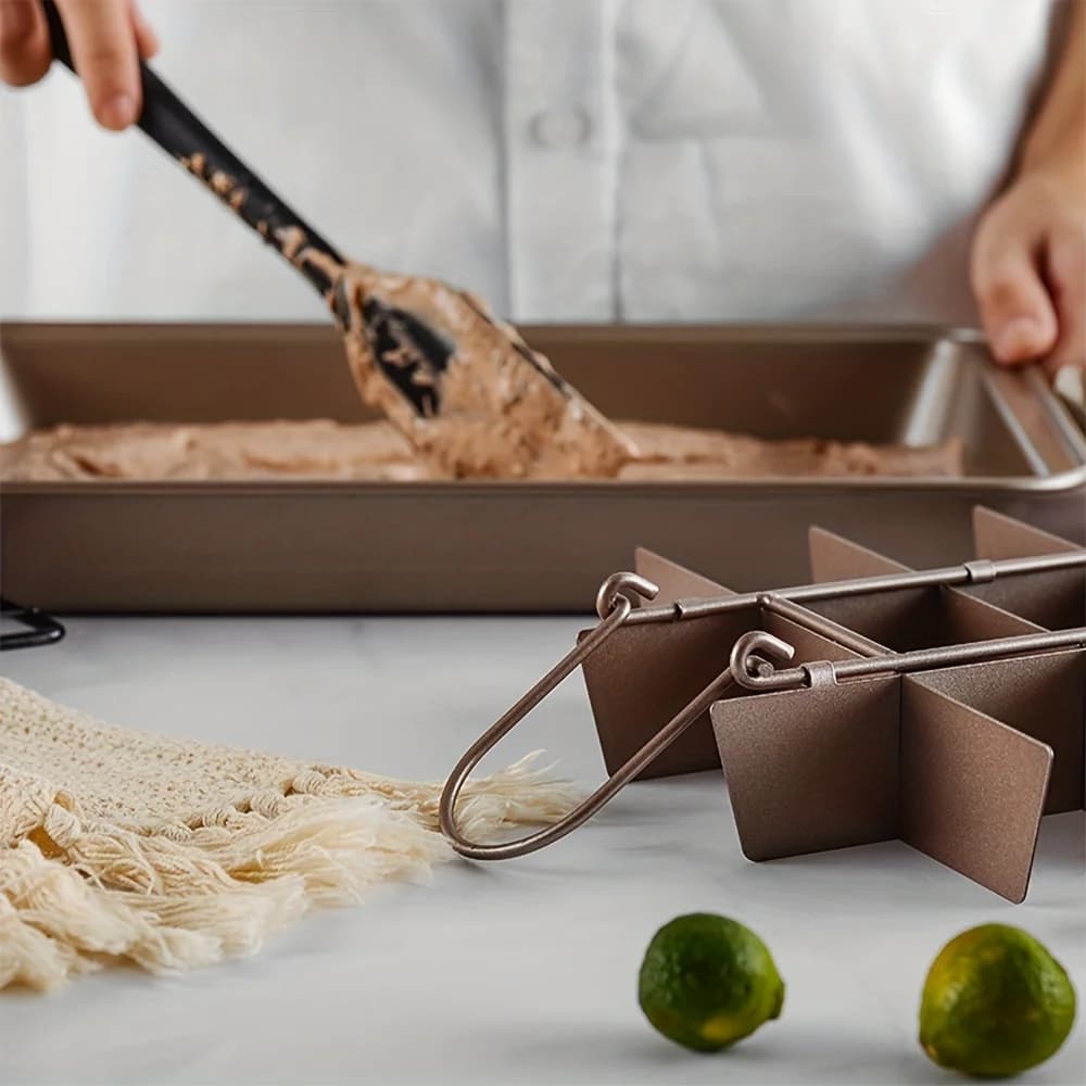 Moule à gâteau Brownie avec séparateurs (12.2 ''x 7.7''), poêle à pain en acier inoxydable, poêle à 