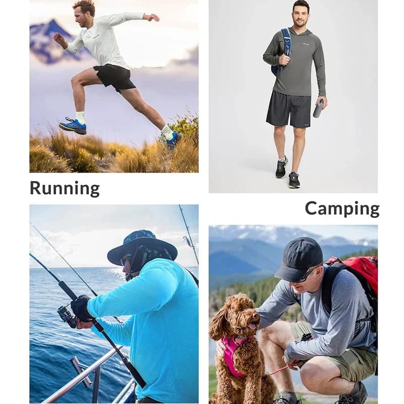 Sweat à capuche pour hommes Protection solaire UPF50 + T-Shirt à manches longues chemise de cyclisme