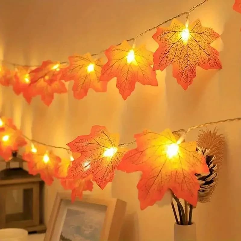 Guirxiété Lumineuse en Cuir oral elu Érable à 10/20 LED, avec Batterie 62 Lumières Dégradées, pour i