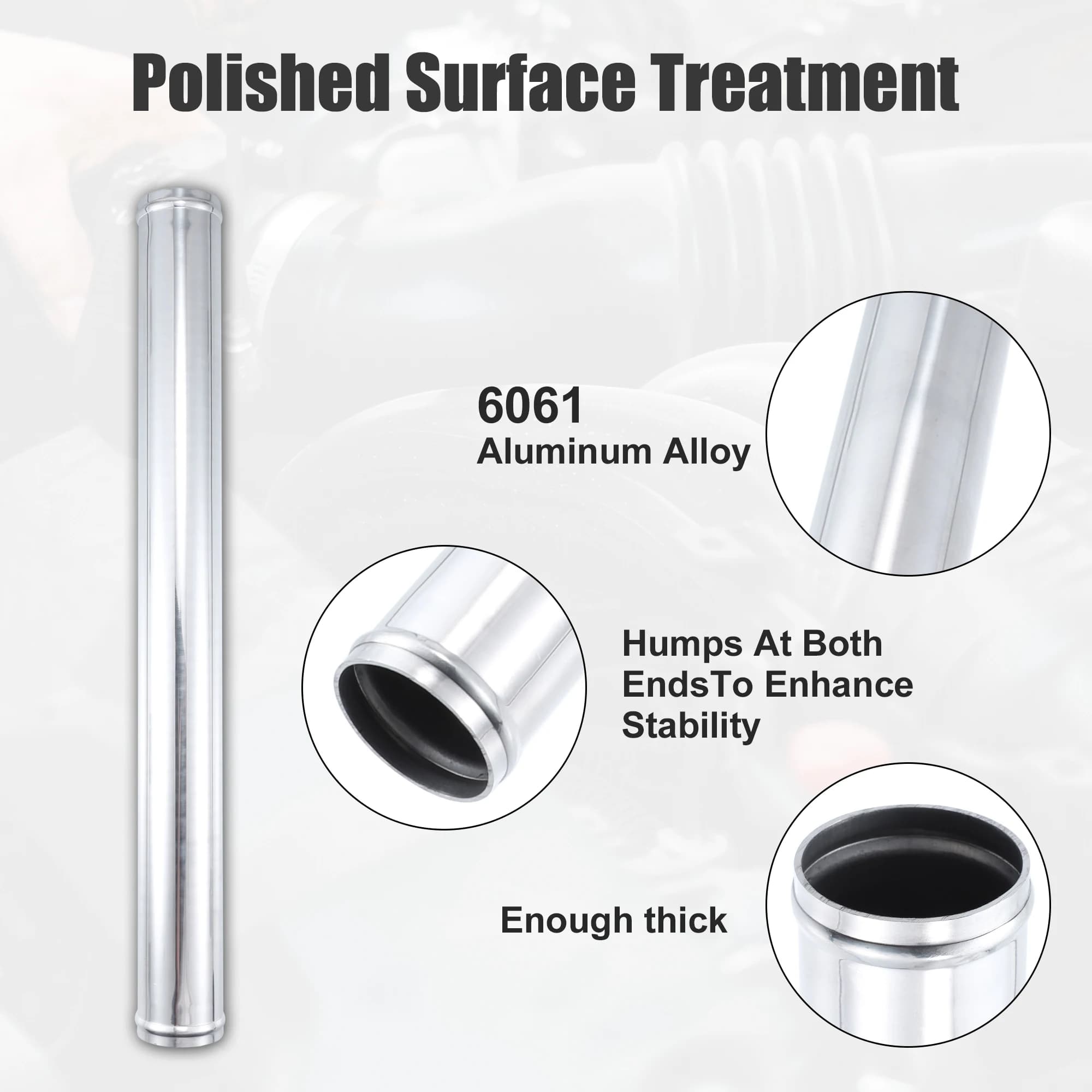 Uxcell Tube en alliage d'aluminium OD 51/57/63/70/76mm tuyau de refroidisseur intermédiaire tuyau d'