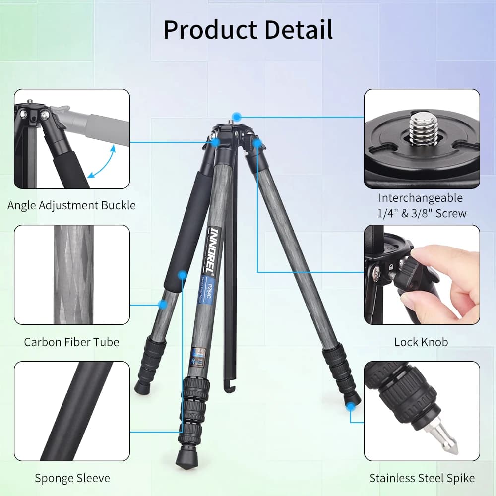 INNOREL P254C Trépied en carbone Portable Compact Support de voyage léger pour appareil photo reflex
