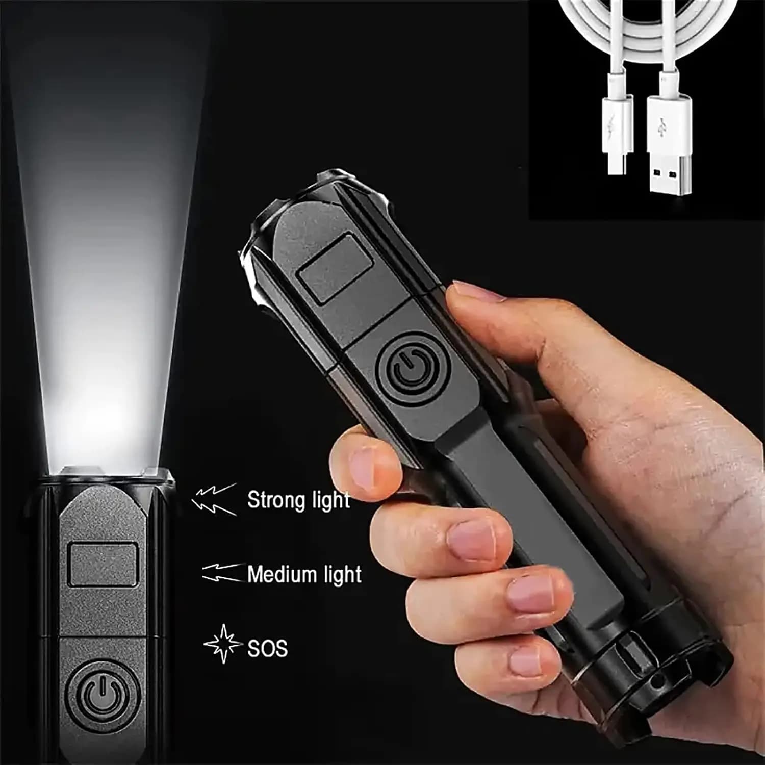 Lampes de poche télescopiques portables à n'aime LED, lampe de poche de camping à longue portée, bud