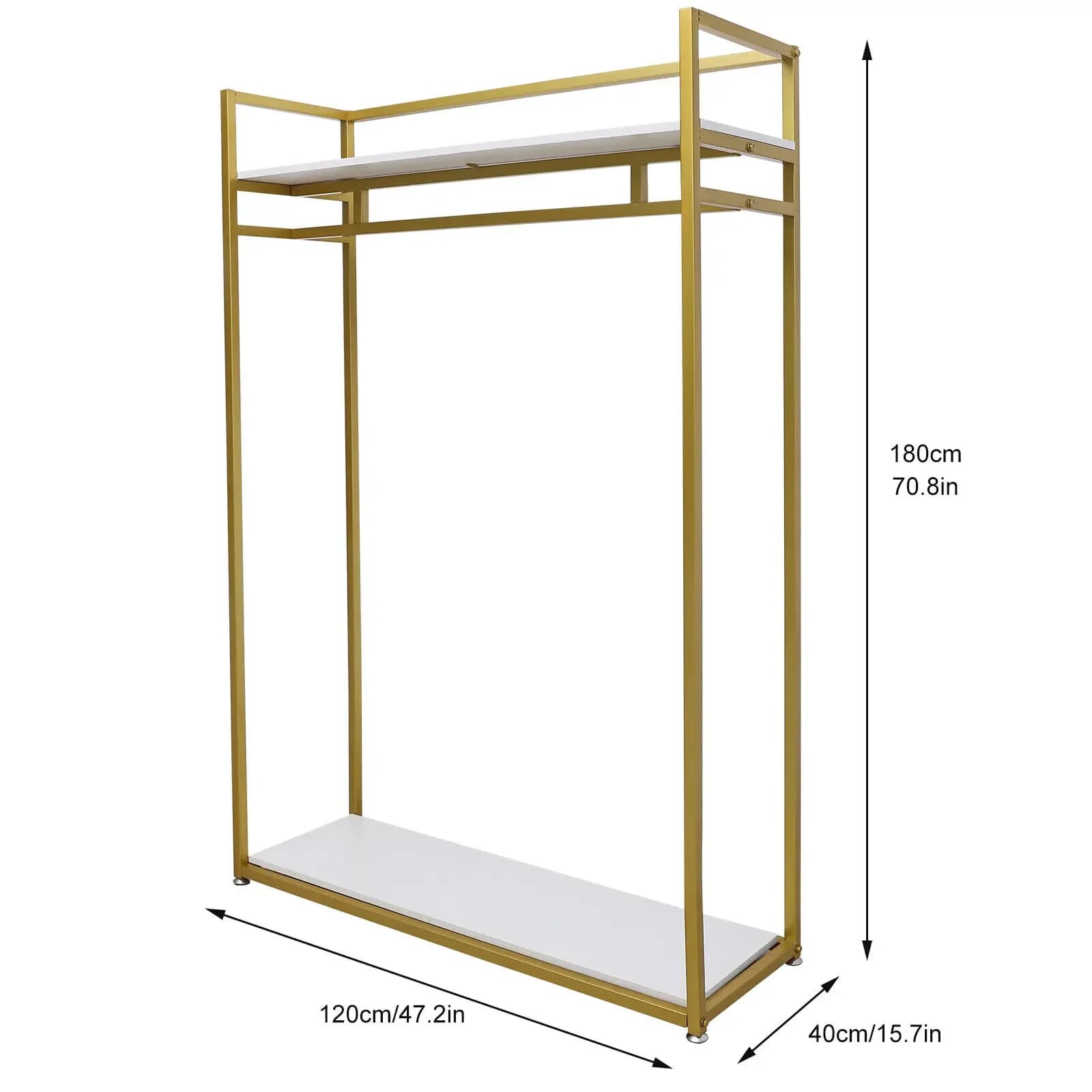 Porte-vêtements autoportant en métal doré de 180 cm – Parfait pour l'affichage du magasin ou l'organ