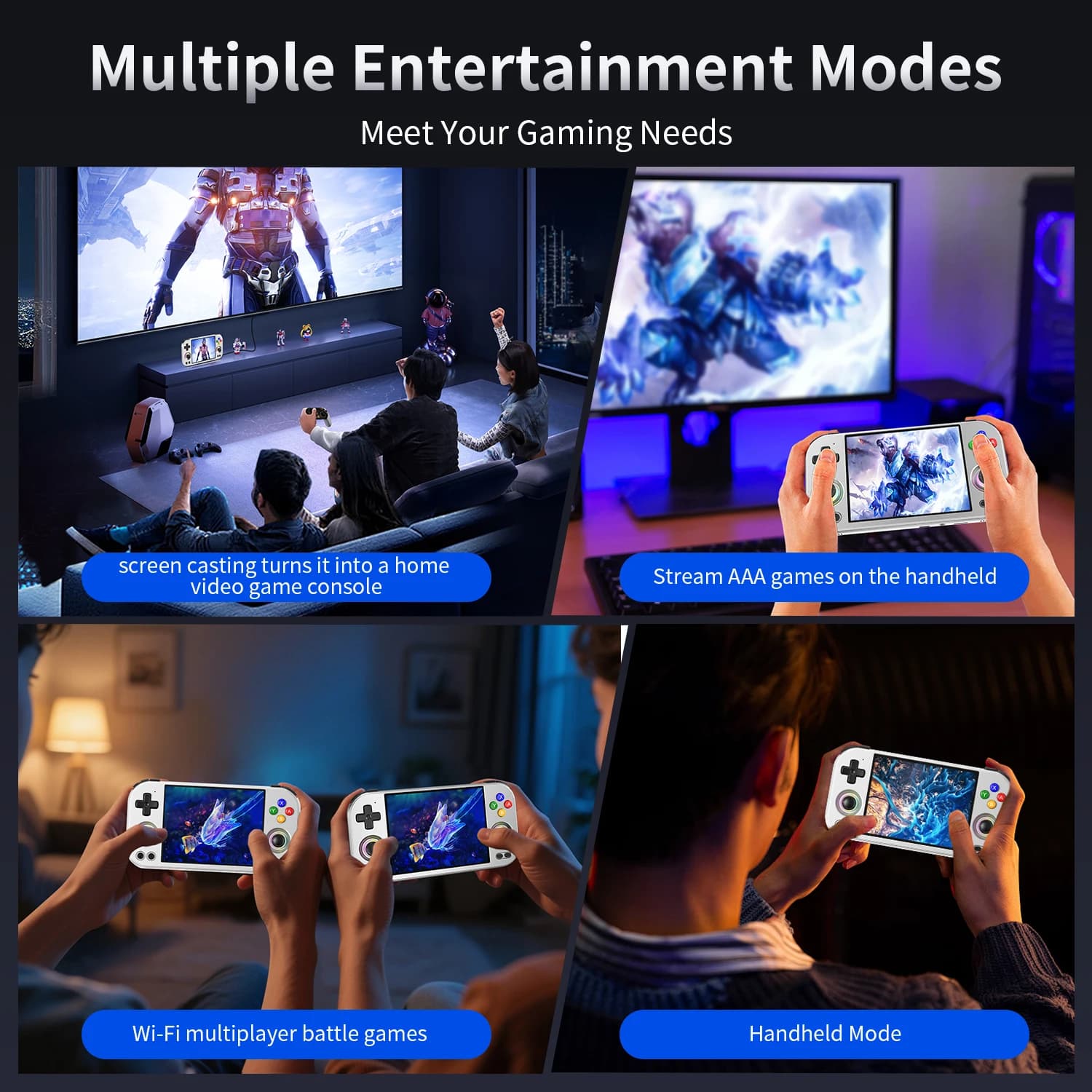 Console de jeu rétro portable ANBERNIC RG477M, écran LTPS 4,7 pouces, lecteur de jeux 64 bits, Dimen