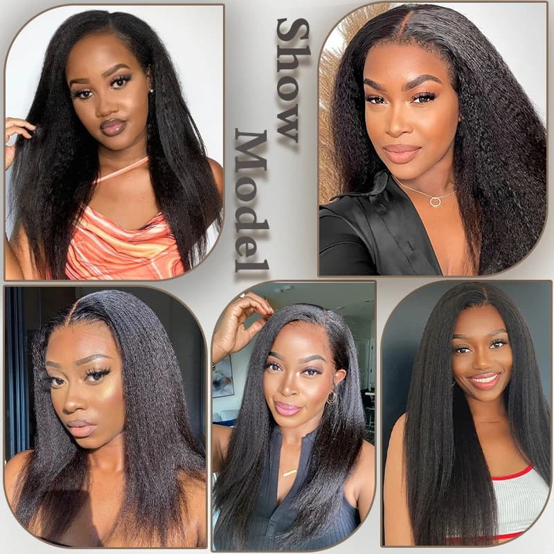 Perruque Yaki synthétique longue et crépue lisse, 16/22 pouces, cheveux doux et moelleux pour femmes