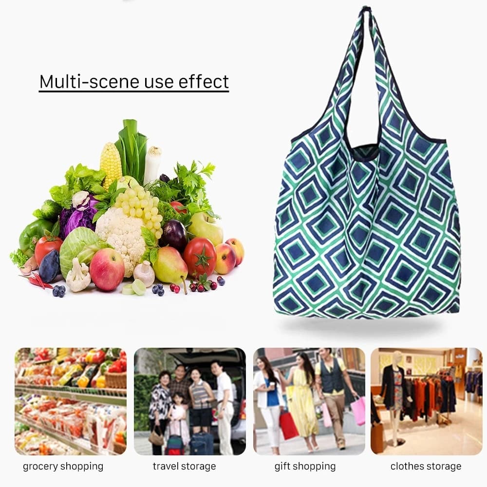 Sacs à provisions pliables grande taille en Nylon épais grand fourre-tout ECO réutilisable Polyester