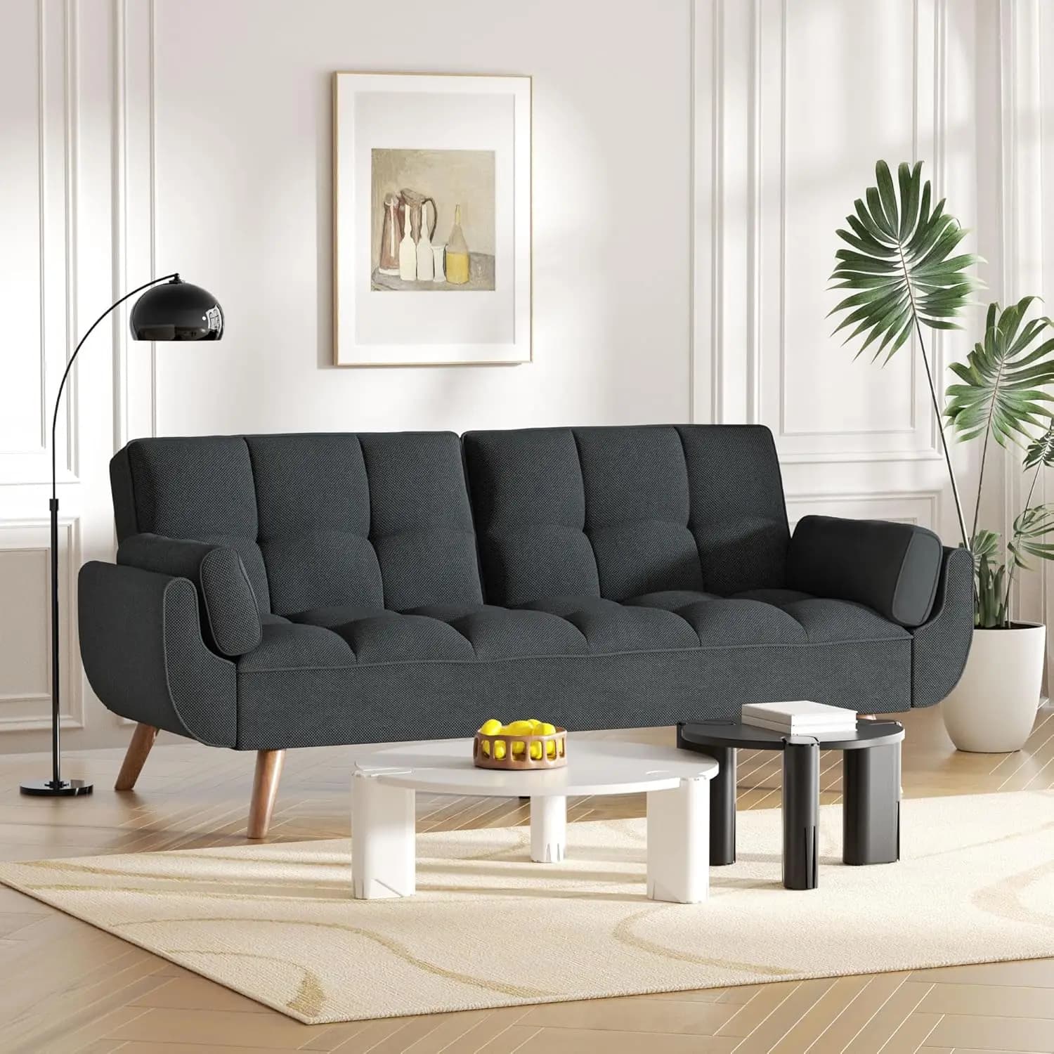 Canapé futon pour petits espaces et appartements, canapé-lit convertible moderne et confortable 2-en