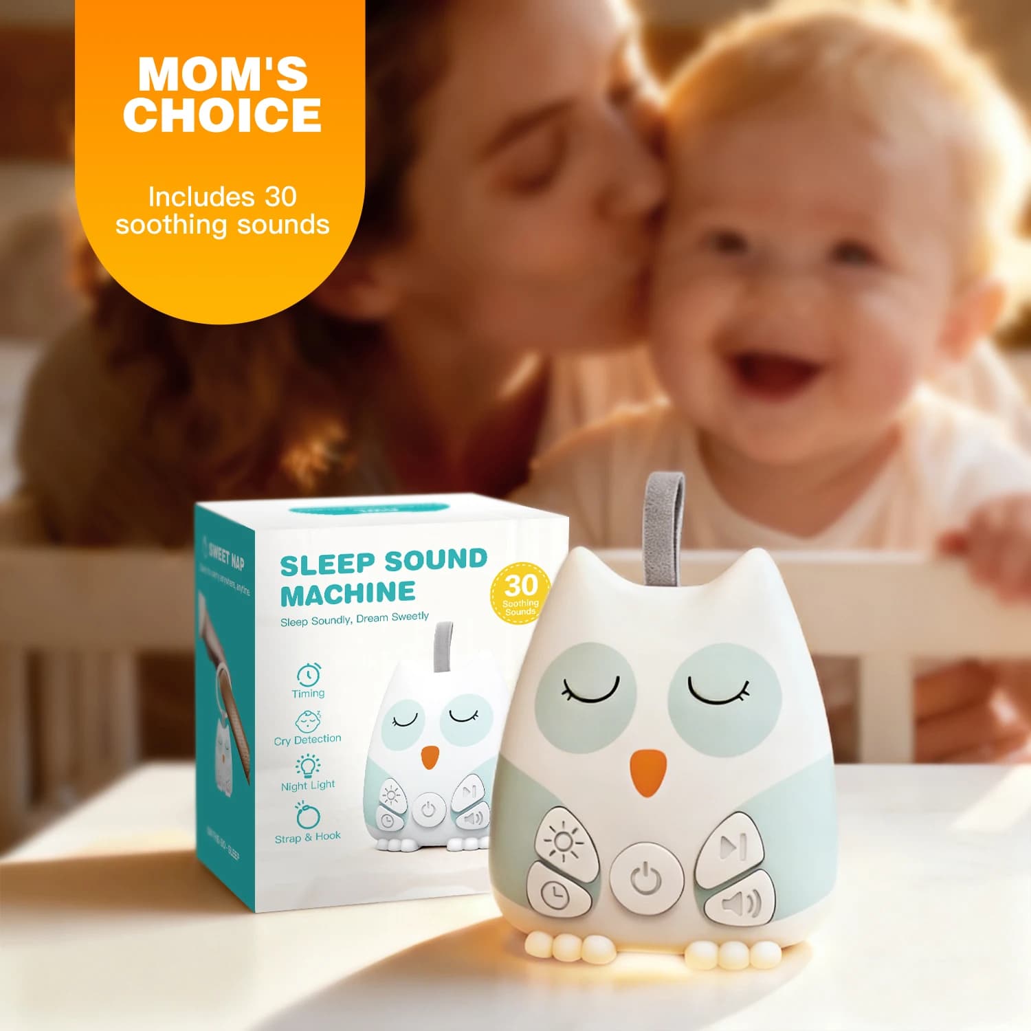 Machine portative de bruit blanc pour bébé 30 sons apaisants capteur de pleurs pour nourrissons avec