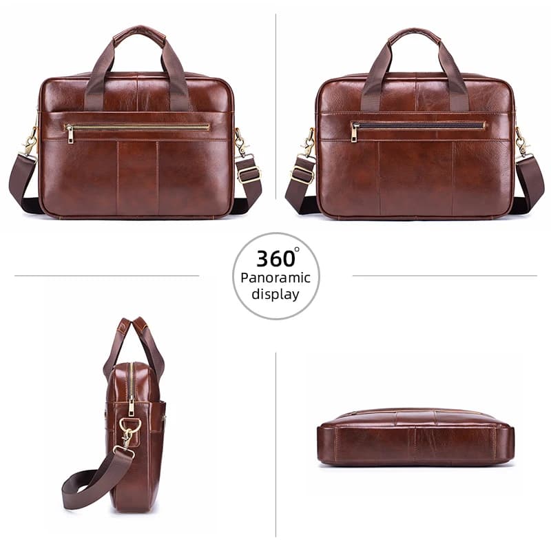 Sac pour ordinateur portable en cuir véritable pour homme, sacoche vintage d'affaires, sac à bandoul