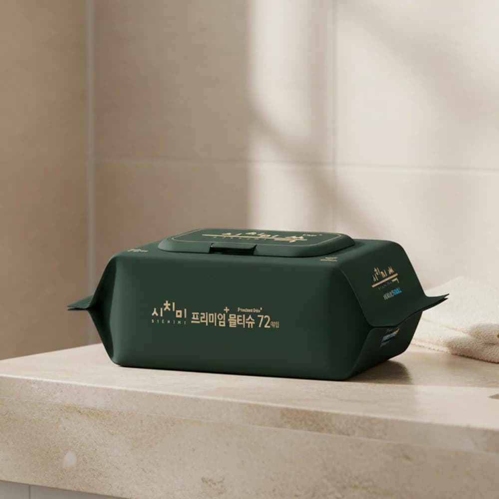 Sichimi-Lingettes à support vert pour bébé, capuchon de qualité supérieure, gaufrage MooG, 72 paquet
