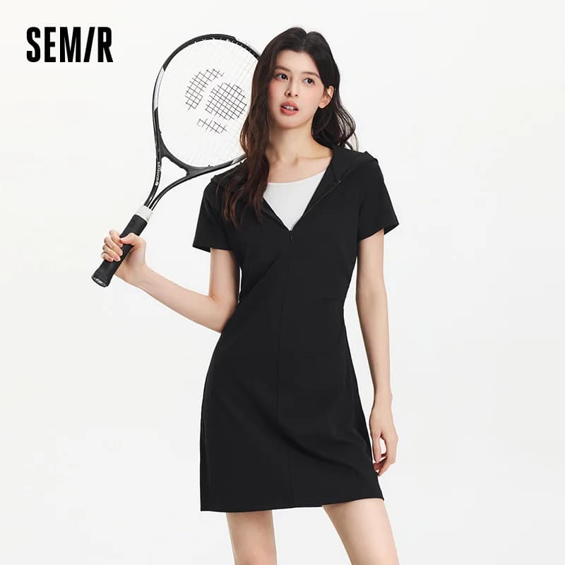 Robe Femme Semir à Capuche 2026 Effet Deux Pièces Coupe Ajustée Taille Plissée Style Urbain Décontra
