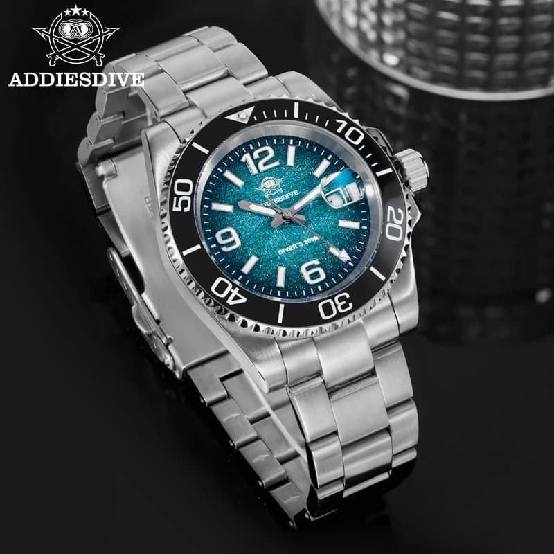 ADDIESDIVE 41mm montre de plongée pour hommes AD2513 200m étanche en acier inoxydable 316L montre-br