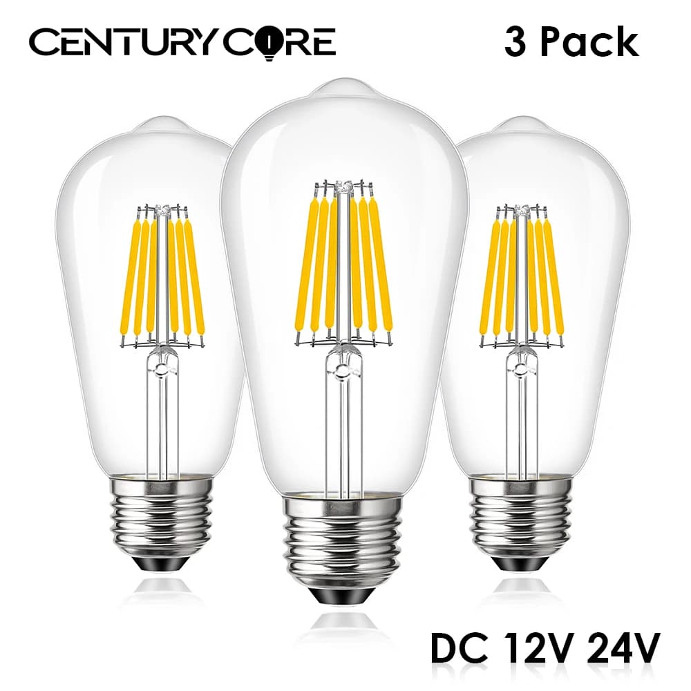 Ampoule à Filament LED Basse Tension, Blanc Chaud, Non Variable, Lampe Extérieure pour Ampoules Sola