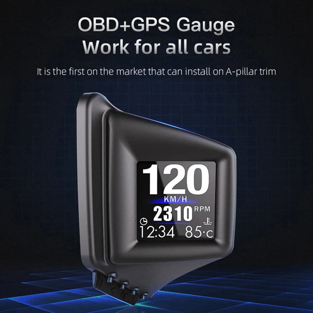 Nouveau A401 HUD OBD2 + GPS ordinateur de bord affichage tête haute tachymètre de voiture Turbo pres