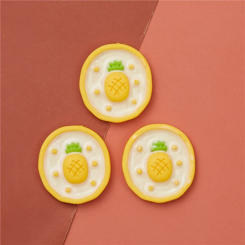 5 pièces de breloques en résine à dos plat, motif tarte aux pommes dessin animé, pour DIY et décoden