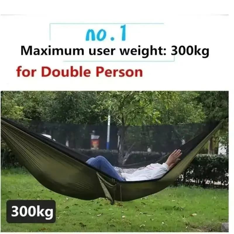 Hamac extérieur 250x120cm avec filet – Tissu de parachute léger pour le camping et les voyages