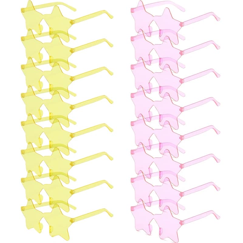 KAMMPT 16 paires par ensemble lunettes de soleil sans monture en forme d'étoile mode mignon couleur 