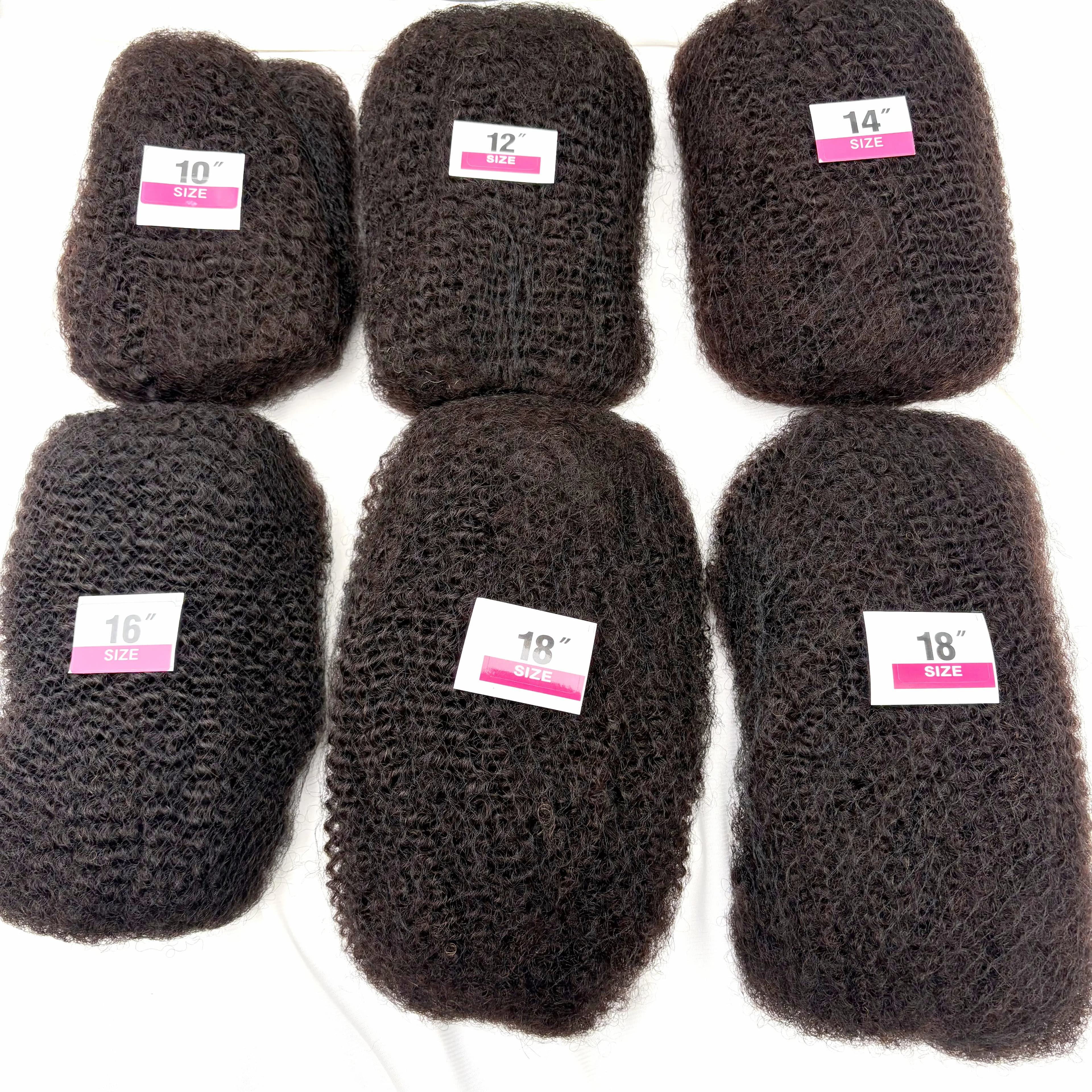 Extensions de cheveux humains naturels 4C Afro Kinky Curly en vrac, sans trame, Remy brésilien, 10-1