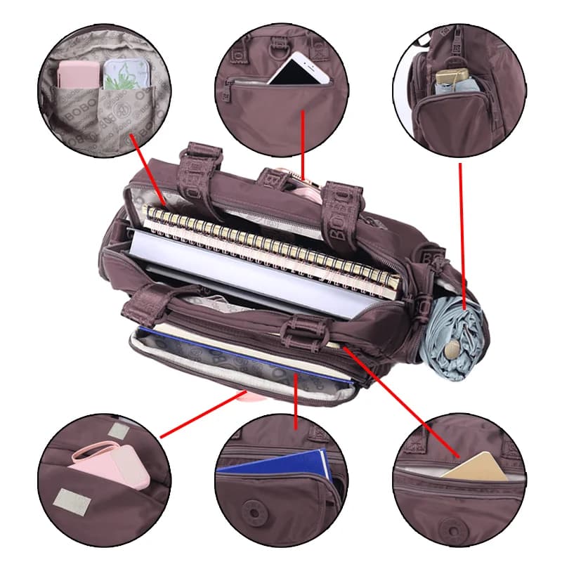 Sac à dos polyvalent et léger pour femmes, sac à bandoulière unisexe multi-poches, sacs Preppy léger