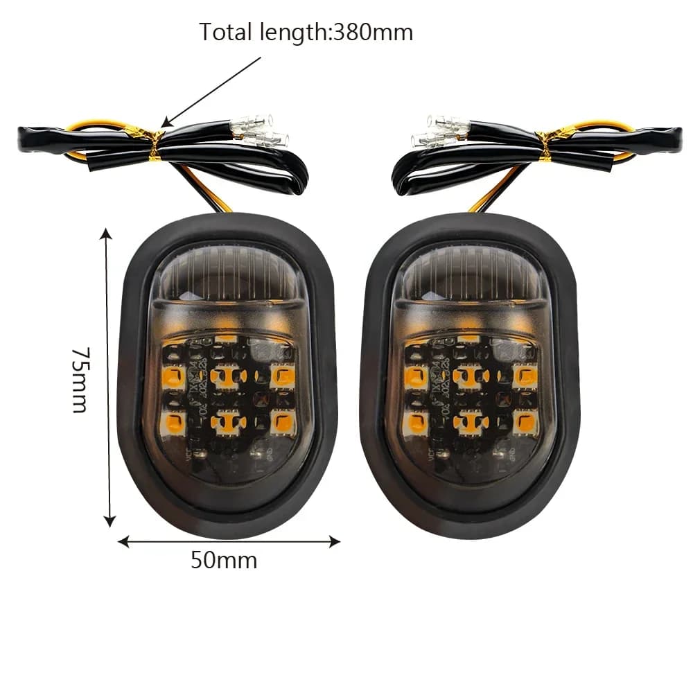2 pièces 12V clignotants de moto une paire 9 indicateurs de moto LED clignotant jaune éclairage clig