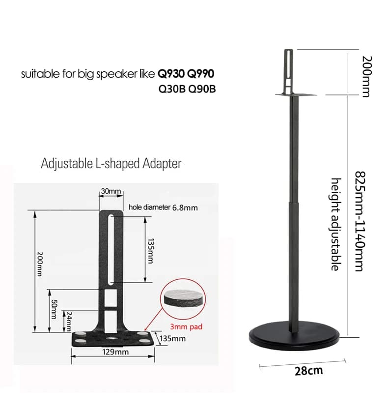 1 paire = 2 pièces blanc SF10L 82,5 cm-114 cm Q930 9500 990C Q990F Q30B Q90B base ronde réglable son