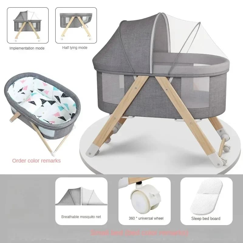 Lit à bascule mobile en bois massif pour bébé, berceau portable pour nouveau-né, lit à bascule doubl
