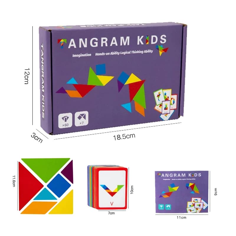 Puzzle 3D en bois à motifs d'animaux, jouet Tangram coloré pour enfants, jeux de tri d'éducation pré