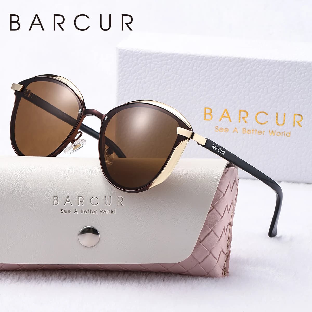 BARCUR Lunettes de soleil exquises de style vacances, montures œil de chat, accessoires de mode rési
