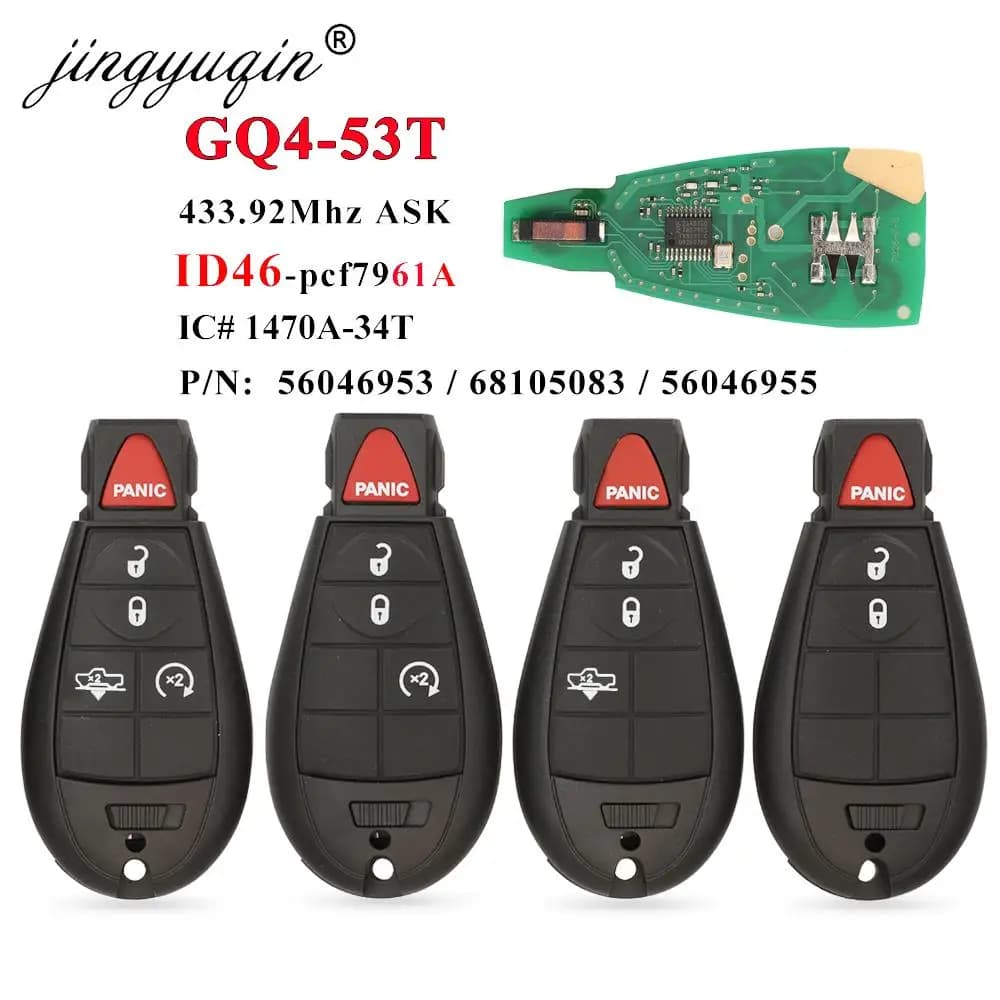 Jingyuqin GQ4-53T Fobik clé de voiture à distance 433MHz puce ID46-PCF7961A pour Dodge RAM 1500 2500