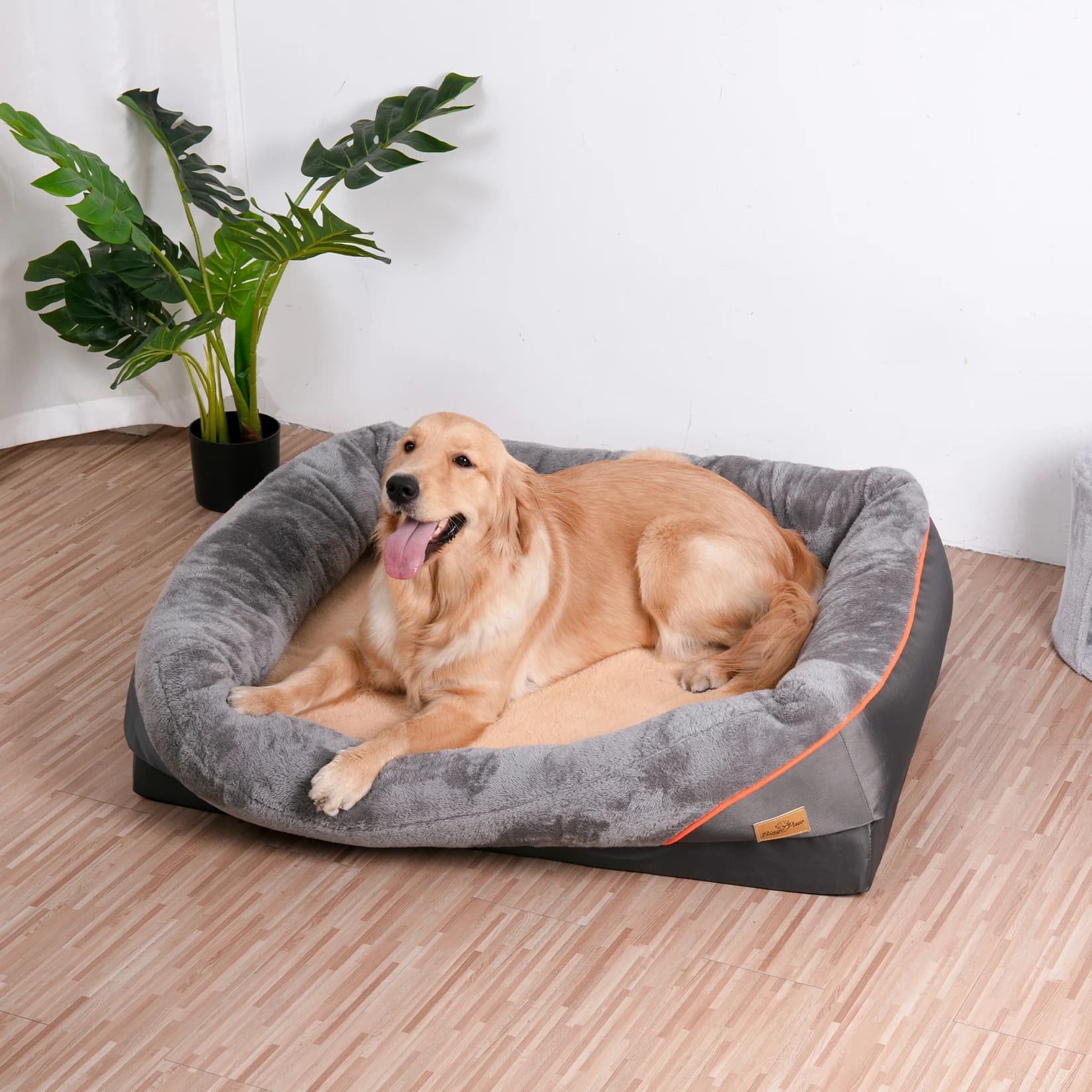 Jgreeting-Grand lit pour chien Orth4WD, mousse à mémoire de forme, matelassé, traversin, canapé pour