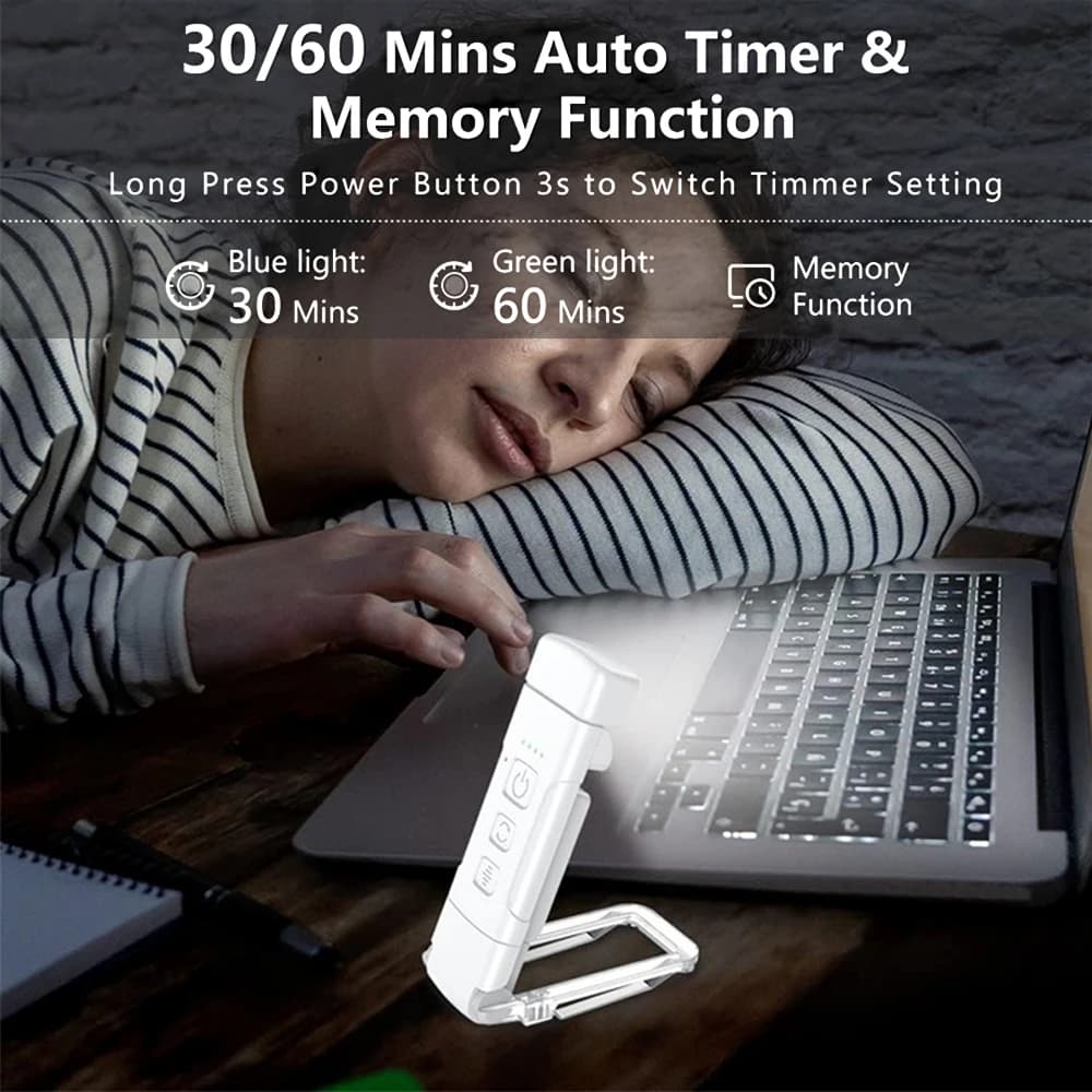 Lampe de livre avec minuterie USB Rechargeable 3 couleurs et 5 luminosité lampe de lecture lampe de 