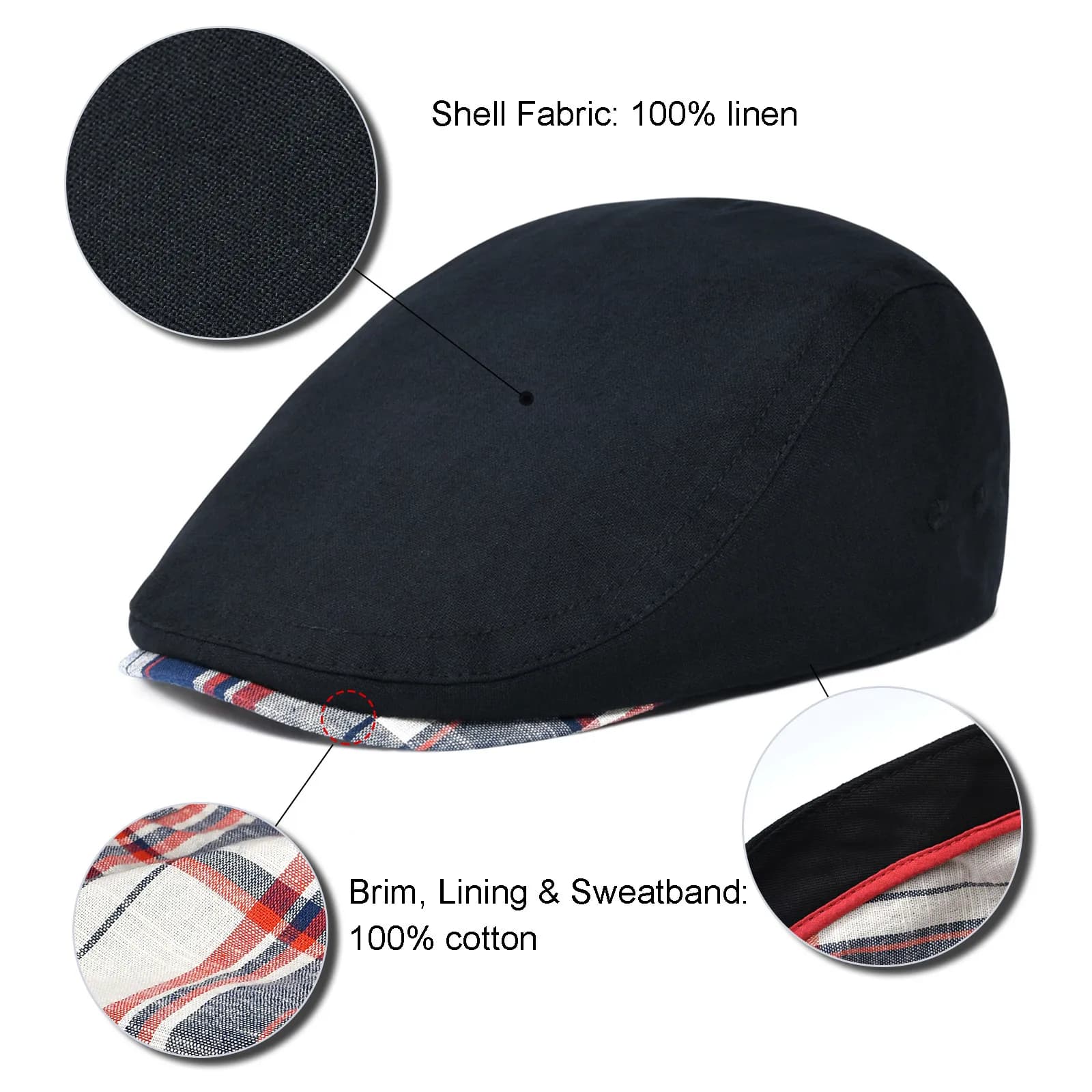 Jangoul hommes casquette plate doux Vintage lin chapeaux décontracté rétro gavroche chapeau béret po