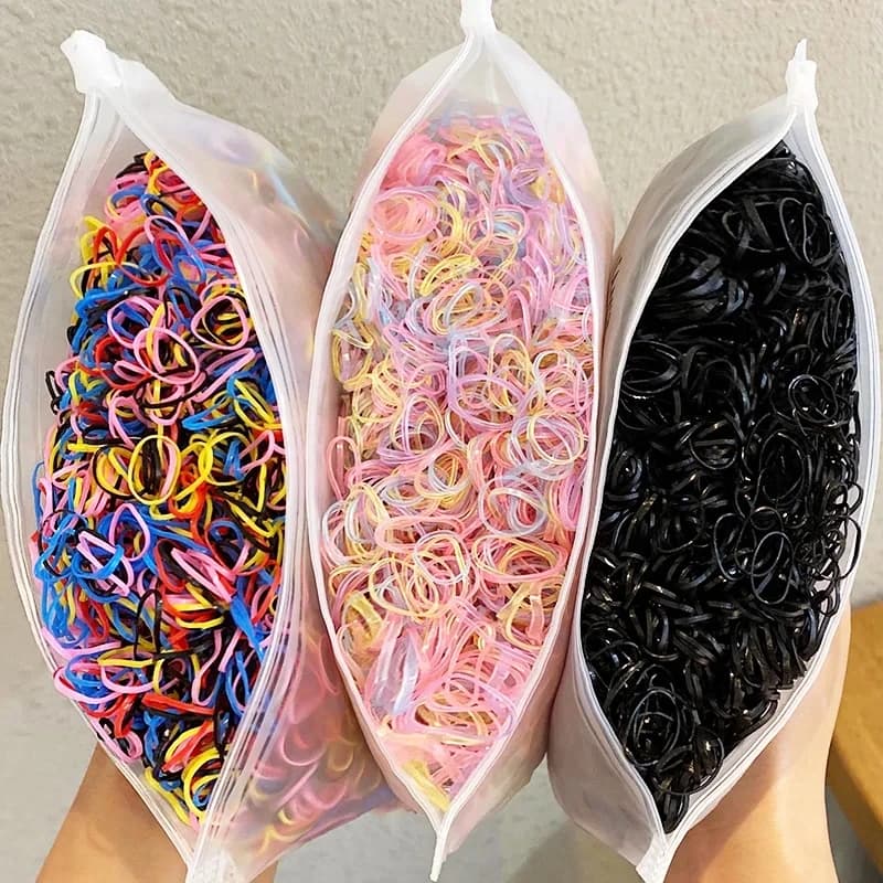 1000 pièces/paquet filles colorées petites bandes de caoutchouc jetables gomme pour queue de cheval 