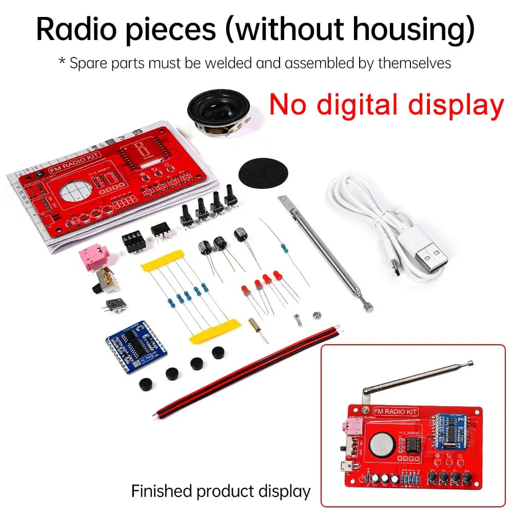 RDA5807 87-108MHZ Radio FM Kit de bricolage pièces de pratique de soudage Simple/avec affichage numé