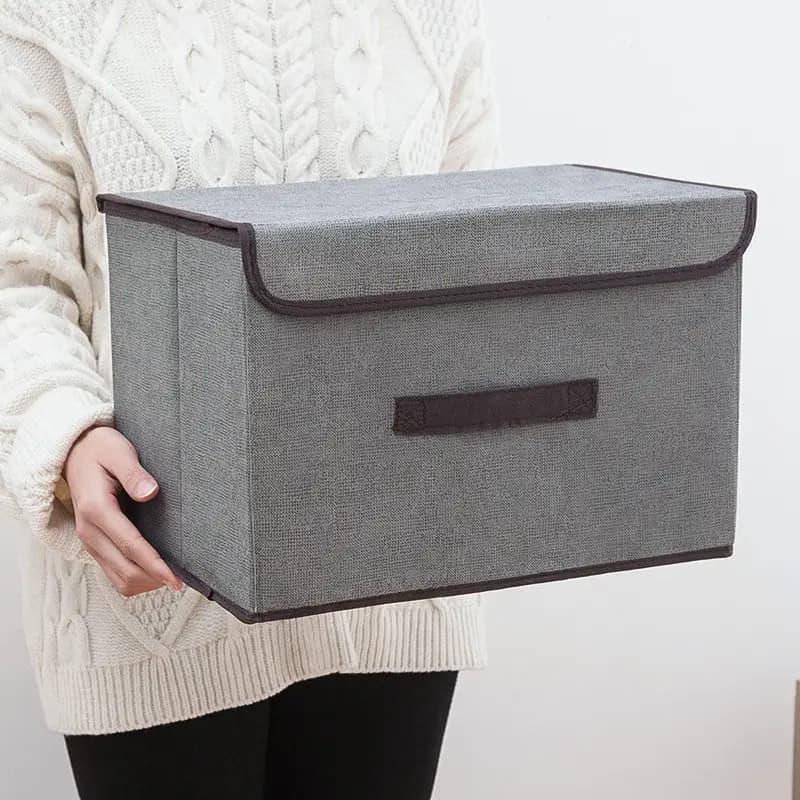 Boîte de rangement en tissu non tissé gris, fournitures pour la maison, vêtements, sous-vêtements, c