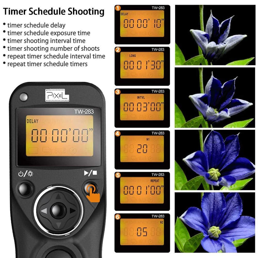 Pixel TW-283 Sans Fil Minuterie Télécommande Déclencheur (DC0 DC2 N3 E3 lt90FJ) Câble Pour IL Nikon 