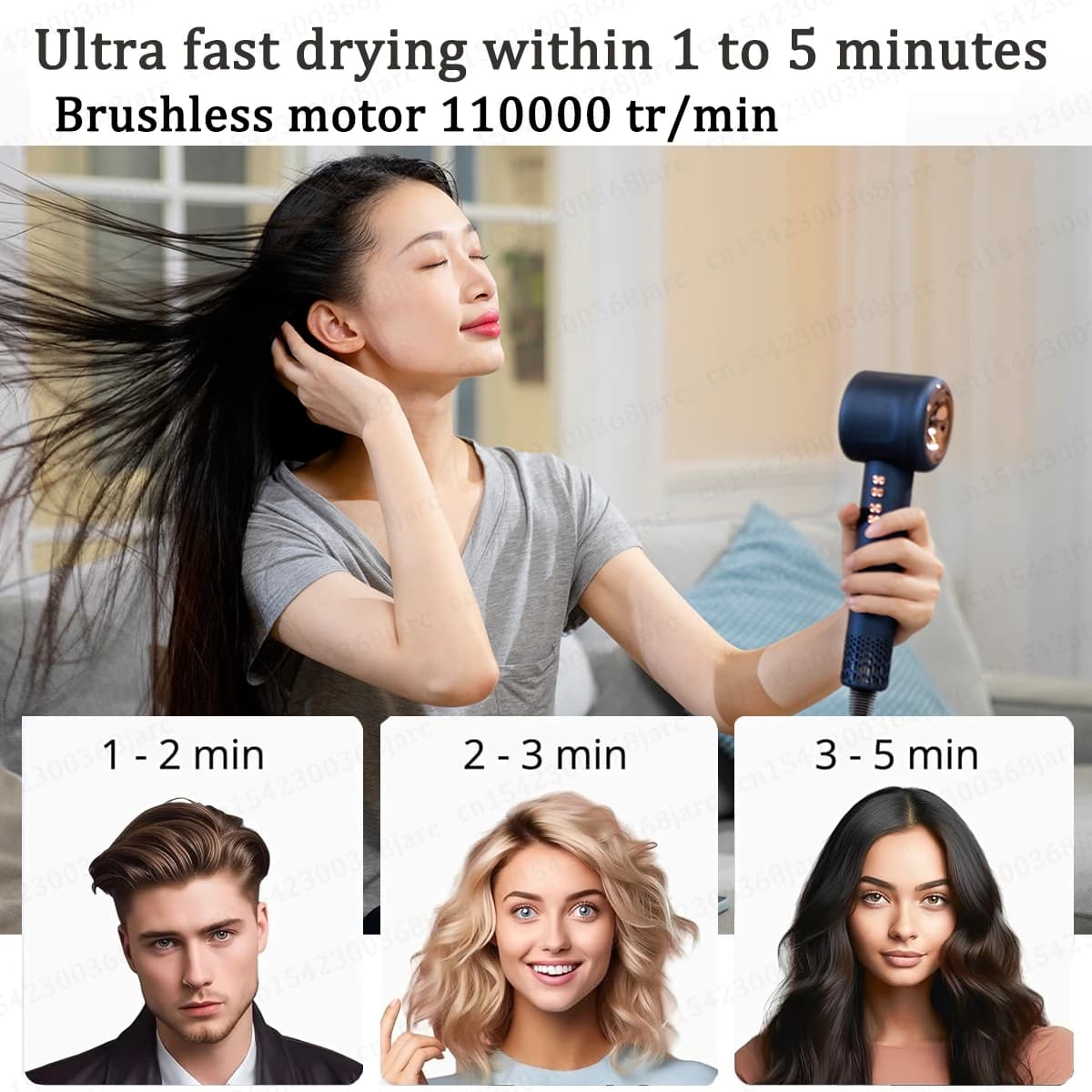 Super sèche-cheveux 220V sèche-cheveux sans feuilles soins personnels des cheveux style outil d'ions
