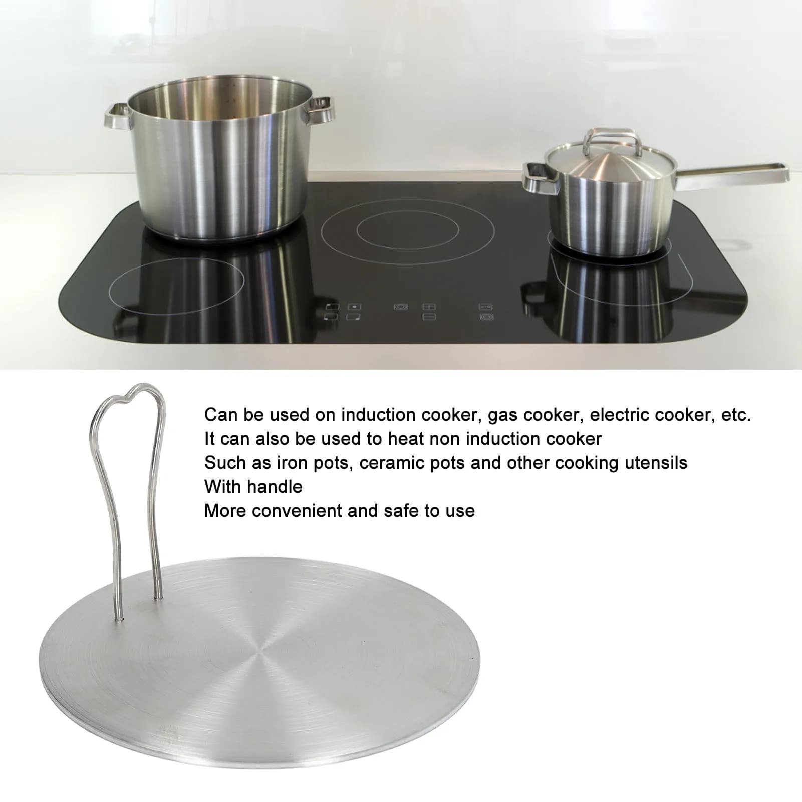 Plaque Diffuseur de Chaleur pour Cuisine Domestique, en Acier Inoxydable, Plaque à Induction, Cuisin