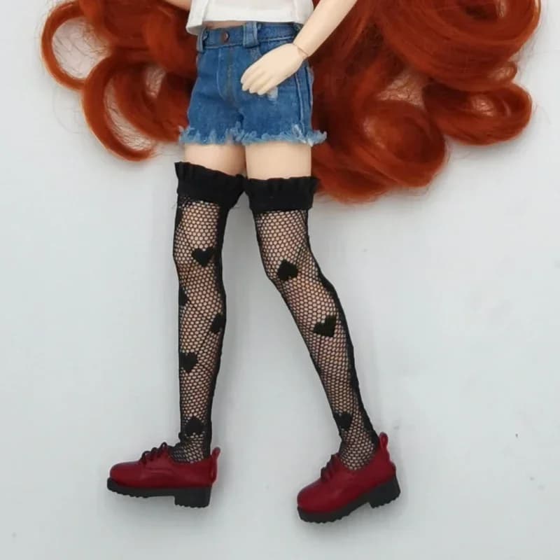 Blythe – bas de poupée, Legging Long noir et blanc pour bottes Blyth Azone, chaussettes de poupée OB