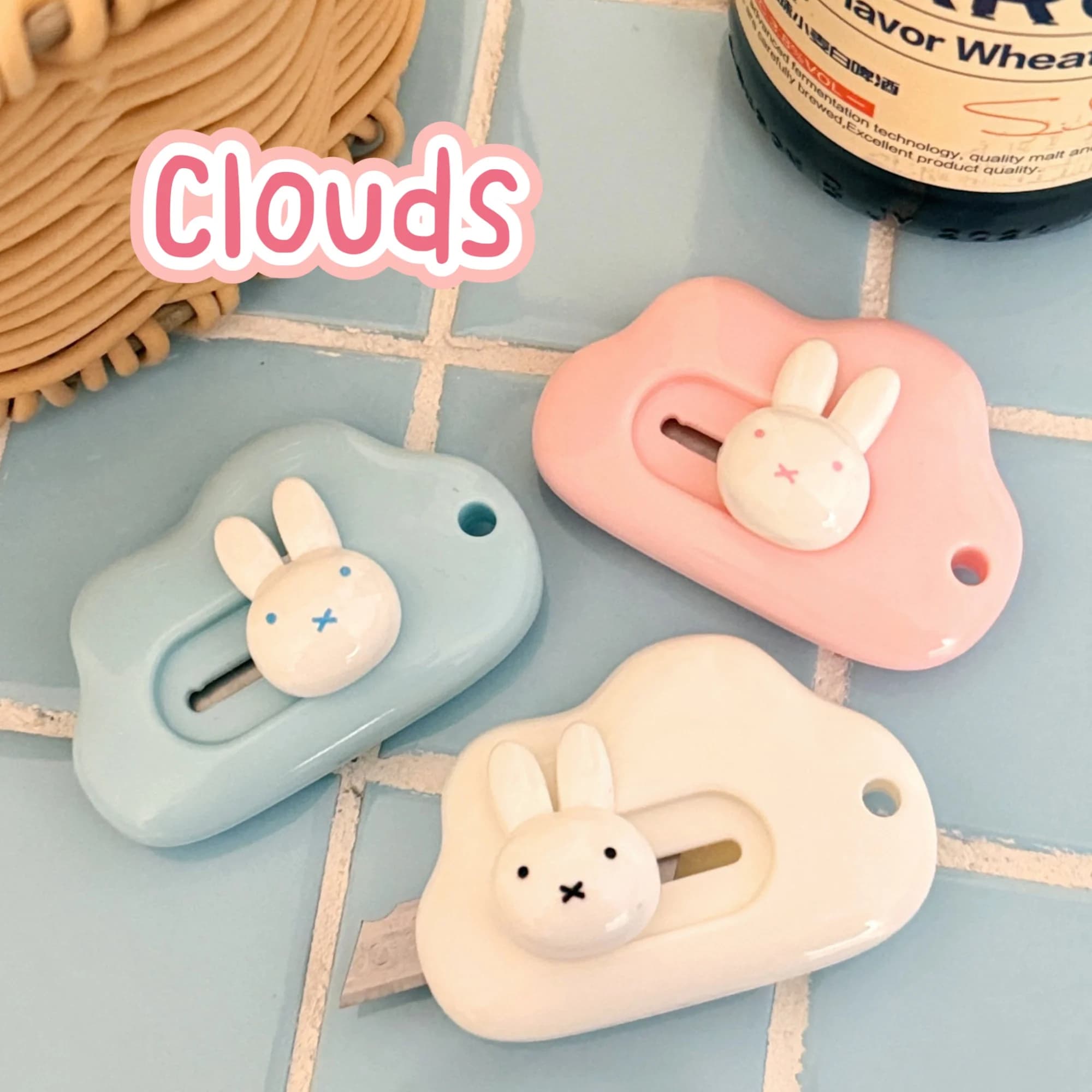 Lot de 1/3 couteaux décoratifs Miffy mignons, portables, pour étudiants, pour découpe de papier, pet