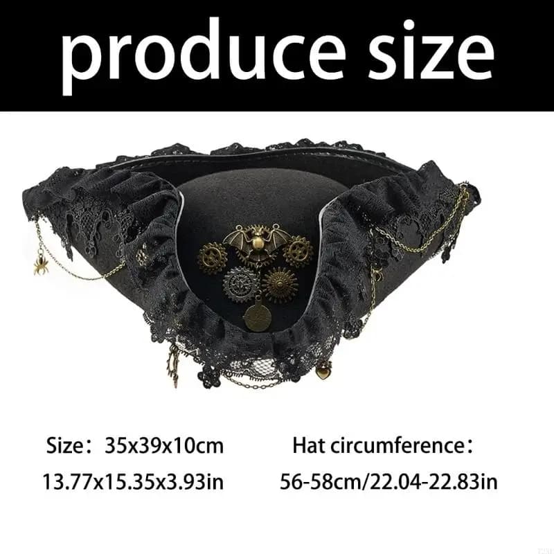 Chapeau Pirate victorien 72XE, équipement d'événement à thème en détresse, chapeau pour mascarades f