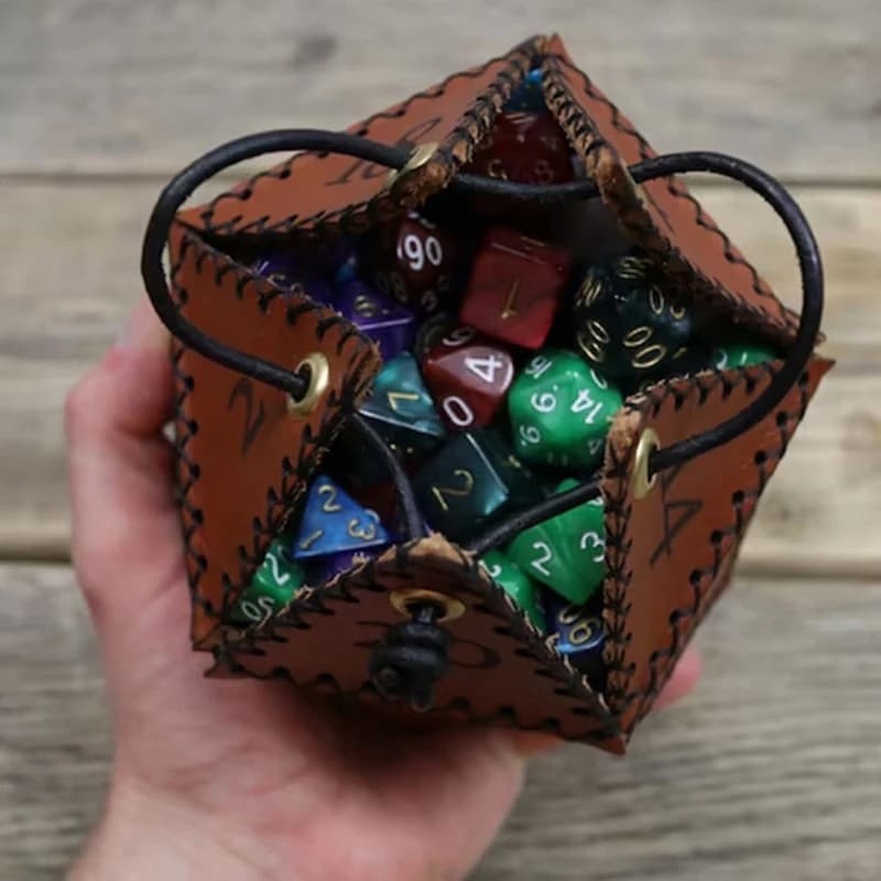 Nouveau D20 sac à dés dés polygonaux boîtes de rangement en cuir cordon renforcé pour le travail quo