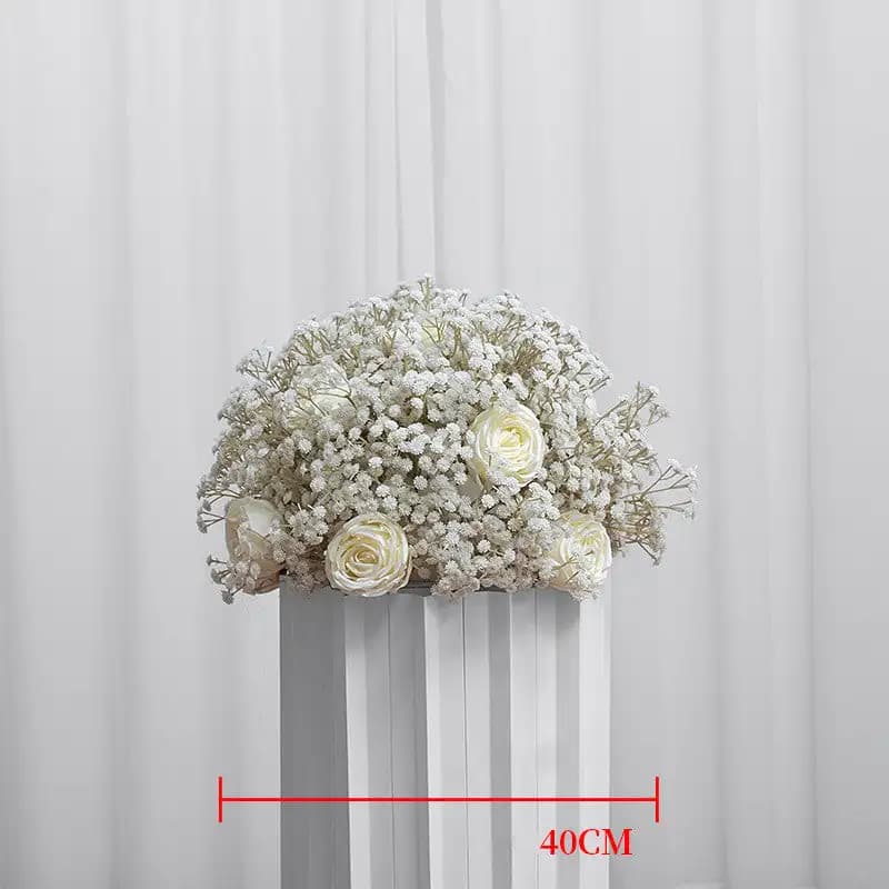 Grande boule de fleur de rose blanche, toile de fond de mariage, centre de table floral, accessoires