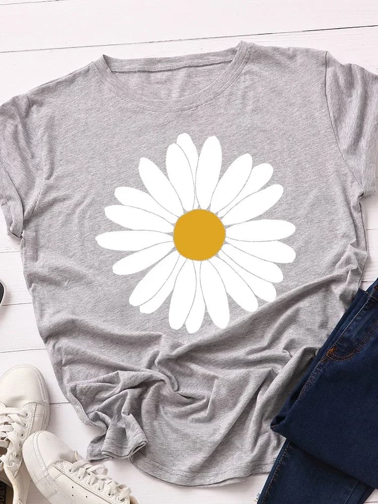 Blooming Destroy AndrPrint T-shirt à manches courtes pour femme, t-shirt à col rond pour femme, t-sh