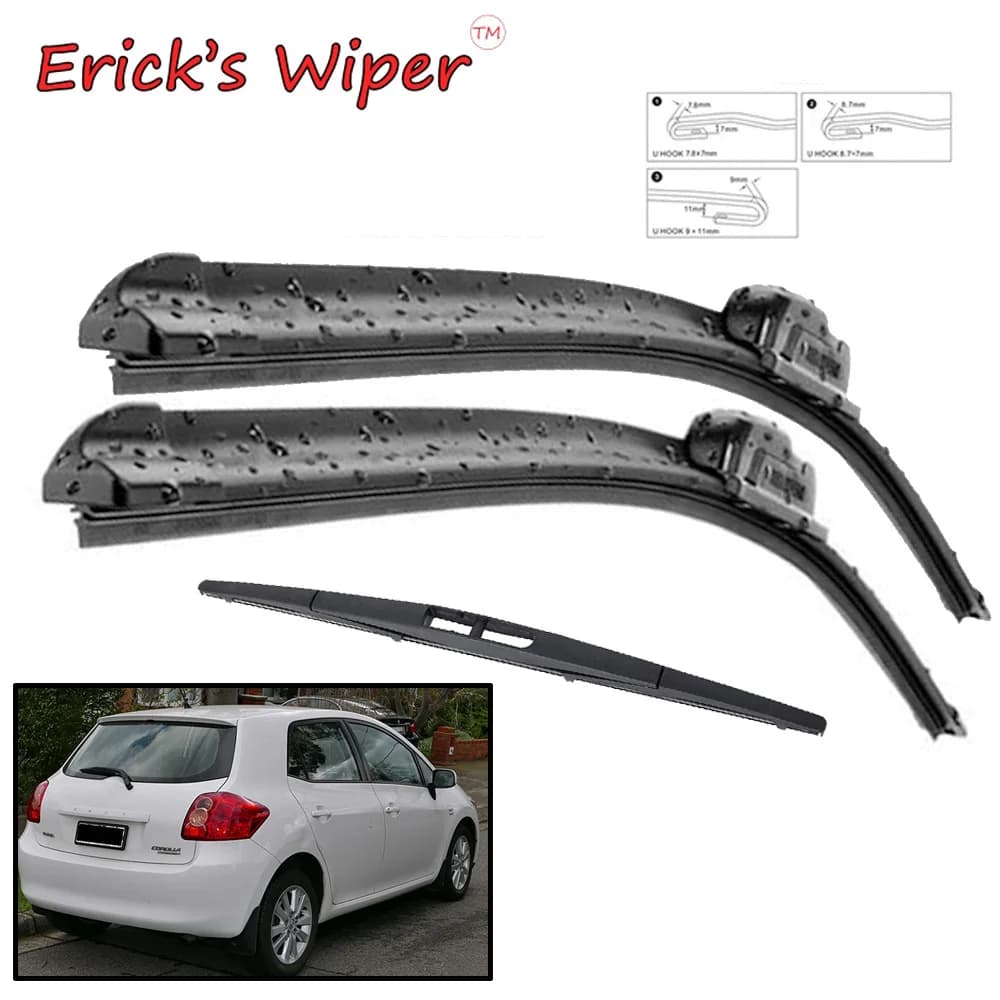 Erick's – jeu de balais d'essuie-glace avant et arrière, pour Toyota Auris MK1 2006 – 2012, pare-bri