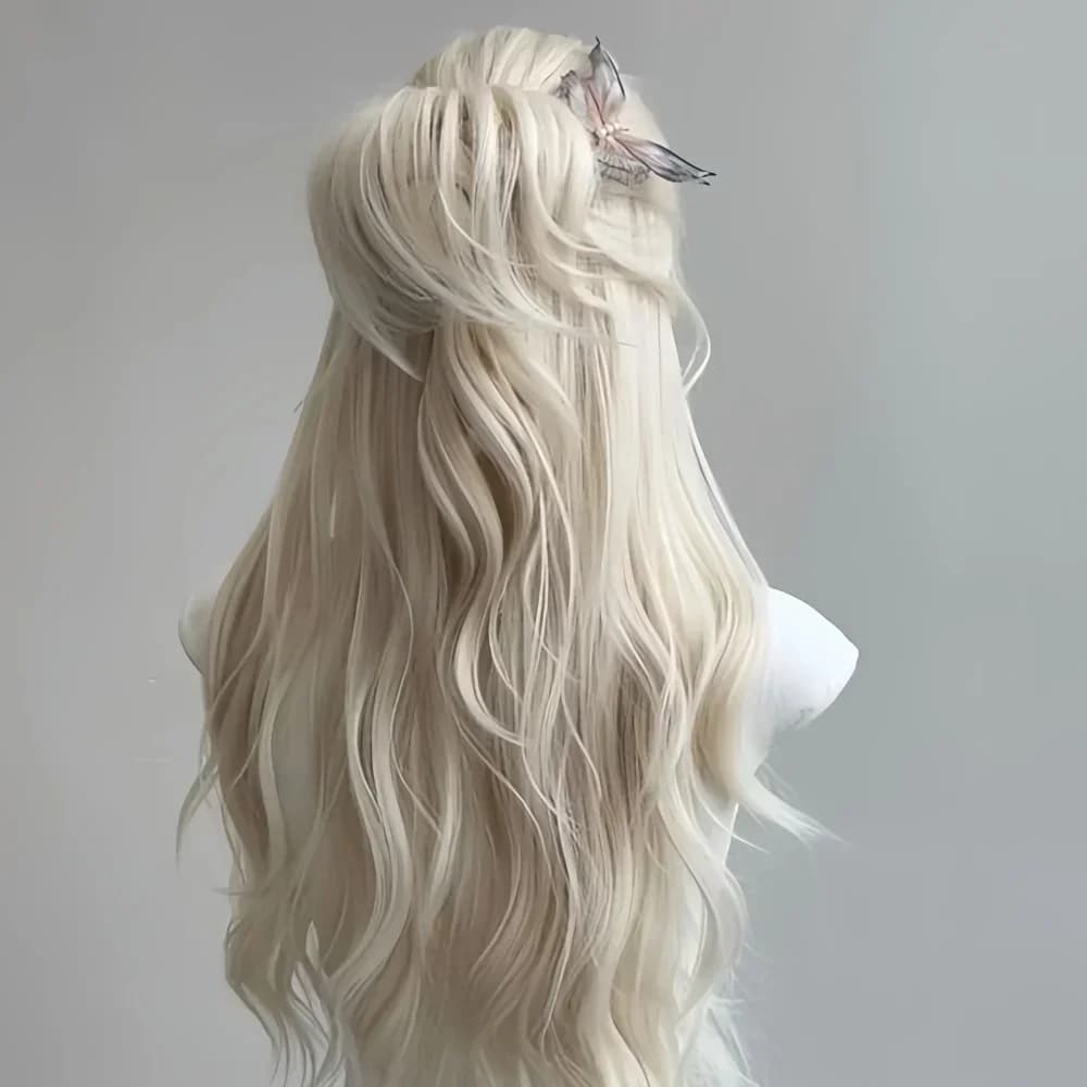 Ashely perruque blonde blanche pour femmes cheveux longs ondulés perruques blanches résistantes à la