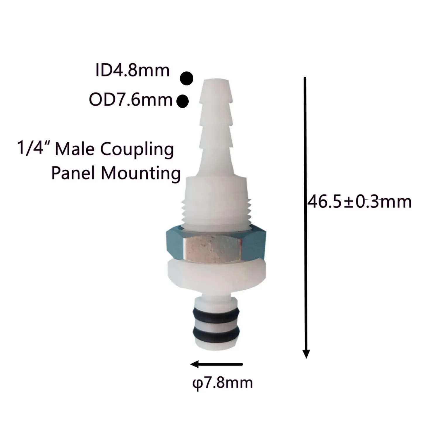 Connecteur rapide en plastique pour montage sur panneau, 1/8 ", 3/16", 1/4", raccord mâle et femelle