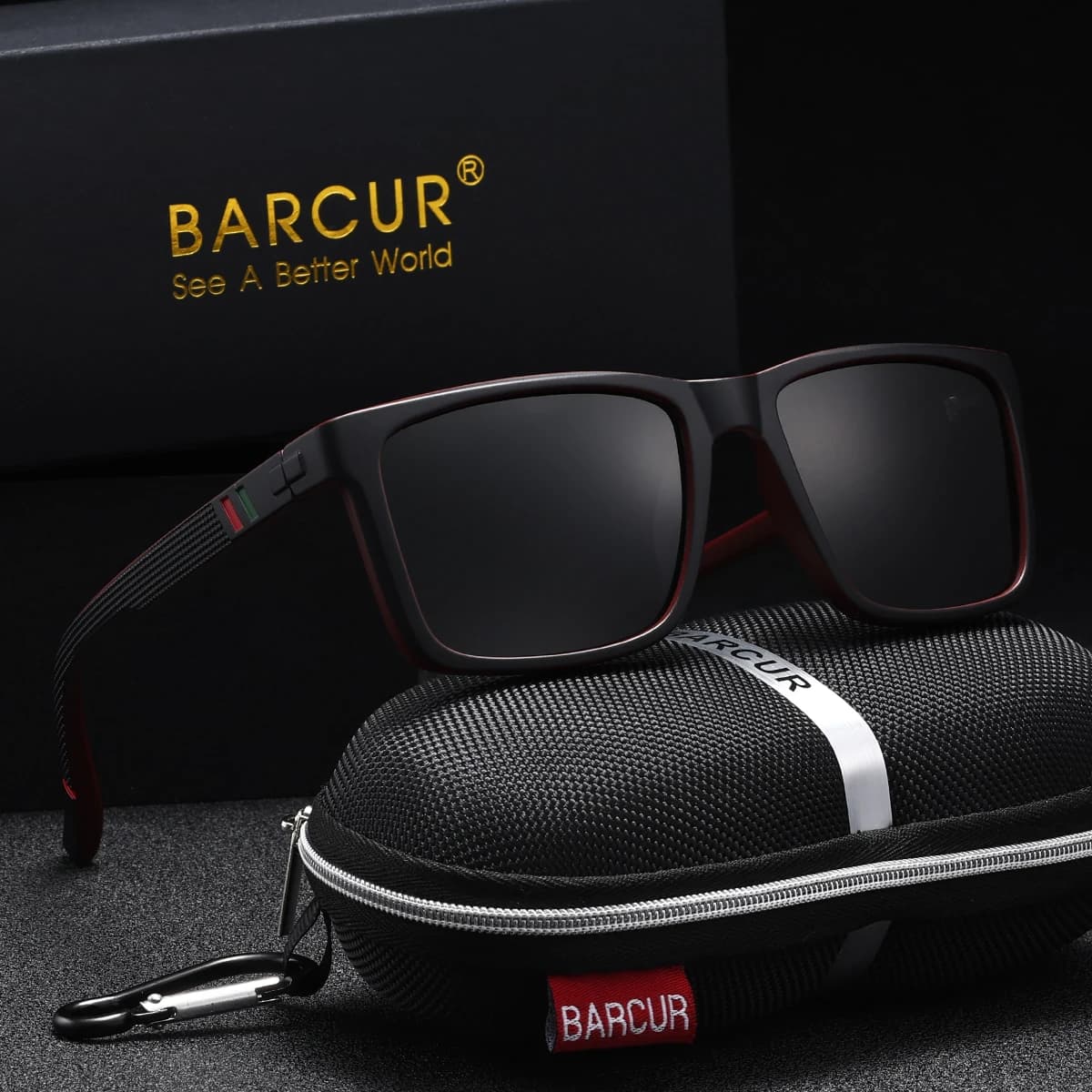 BARCUR 1 pièces sport marque hommes lunettes de soleil en plein air conduite cadre rectangulaire UV4