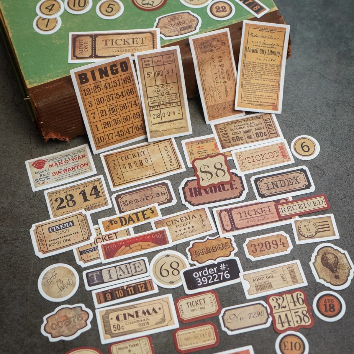 Étiquette autocollante Vintage avec numéro de Style Tim Holtz, étiquette autocollante rétro pour Alb