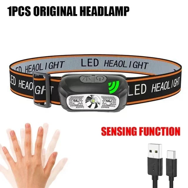 USB LED Rechargeable capteur phare COB phare tête torche lampe de travail étanche phare pour pêche C